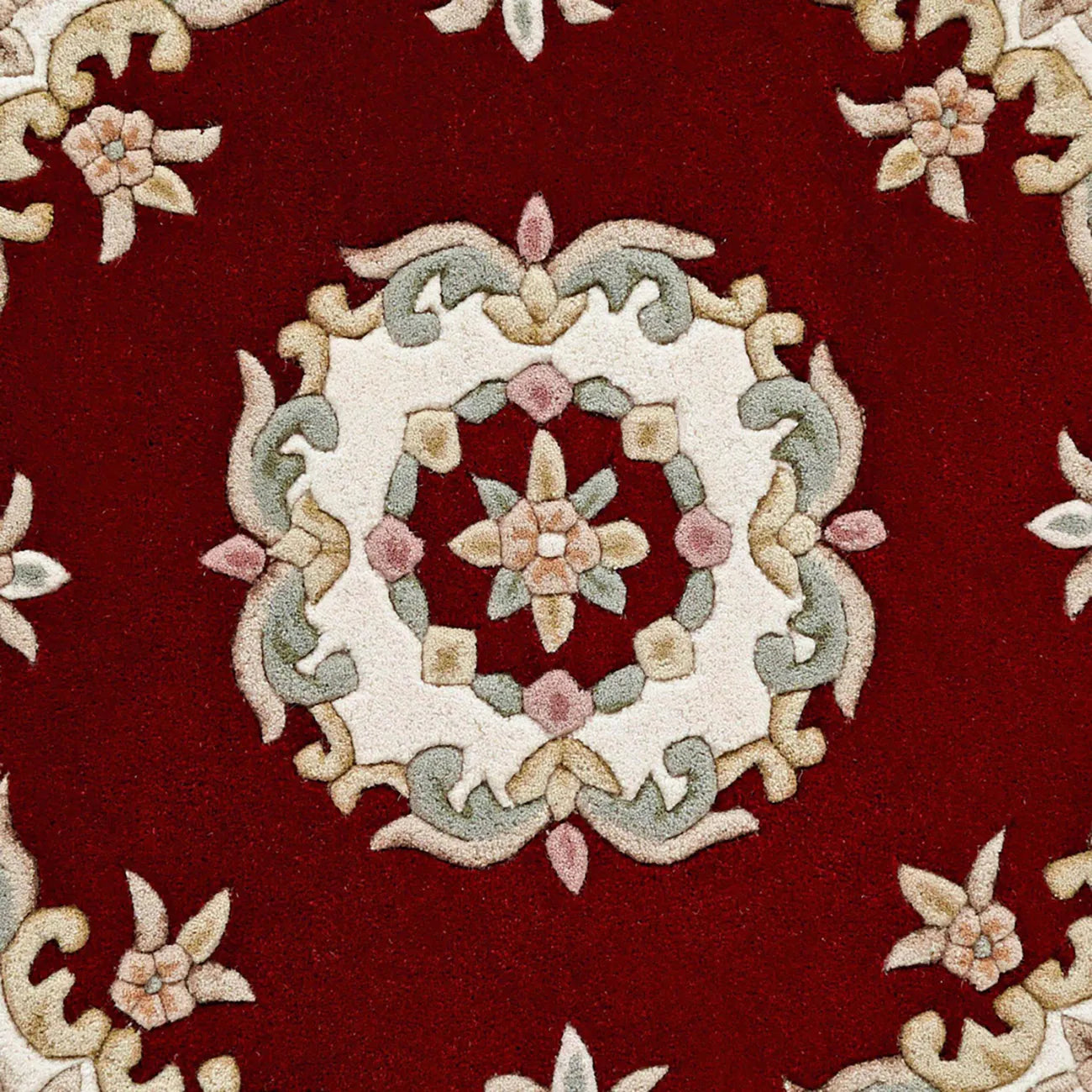 Royal Red Round & Half Moon Traditional Hand Tufted Wool Rugs - Pendle Village Furniture