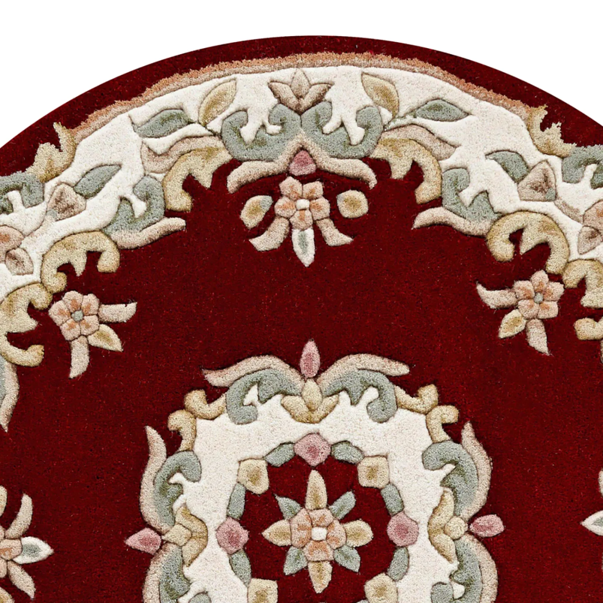 Royal Red Round & Half Moon Traditional Hand Tufted Wool Rugs - Pendle Village Furniture