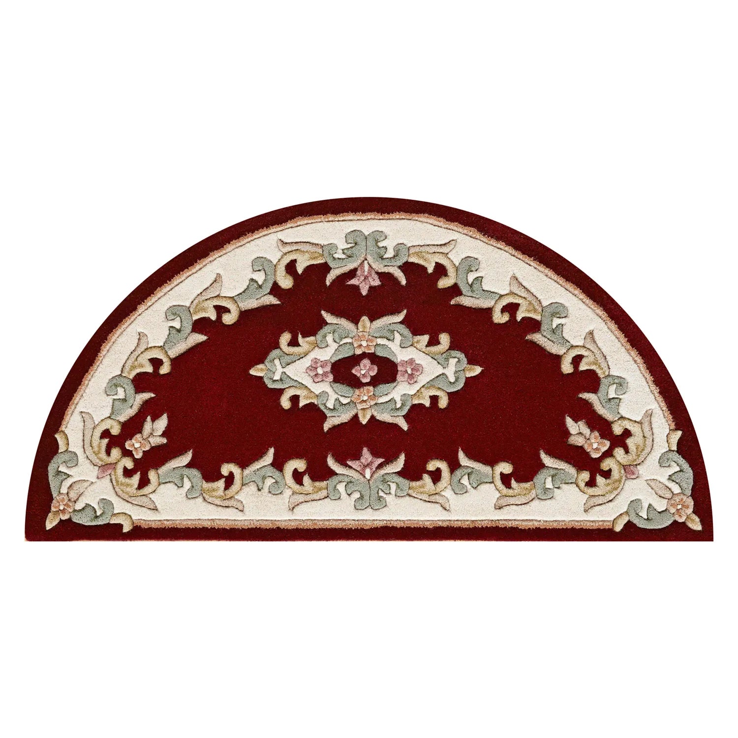 Royal Red Round & Half Moon Traditional Hand Tufted Wool Rugs - Pendle Village Furniture