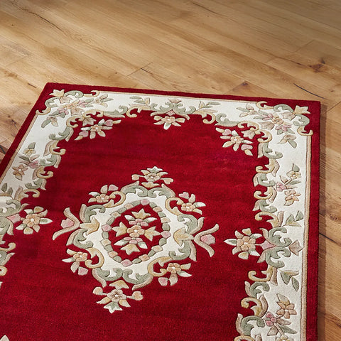 Royal Red Traditional Hand Tufted Wool Rug - Pendle Village Furniture