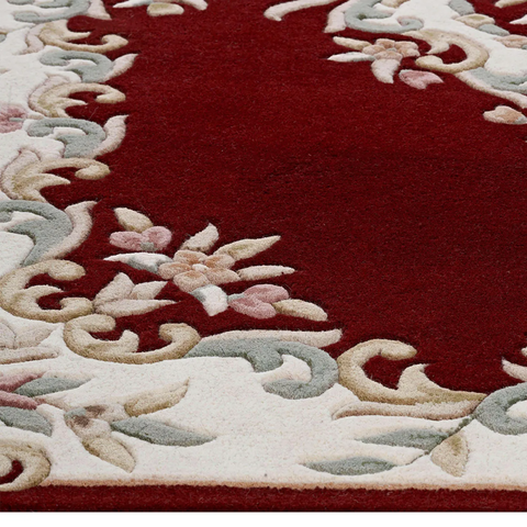 Royal Red Traditional Hand Tufted Wool Rug - Pendle Village Furniture