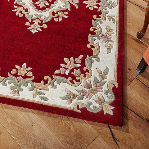 Royal Red Traditional Hand Tufted Wool Rug - Pendle Village Furniture