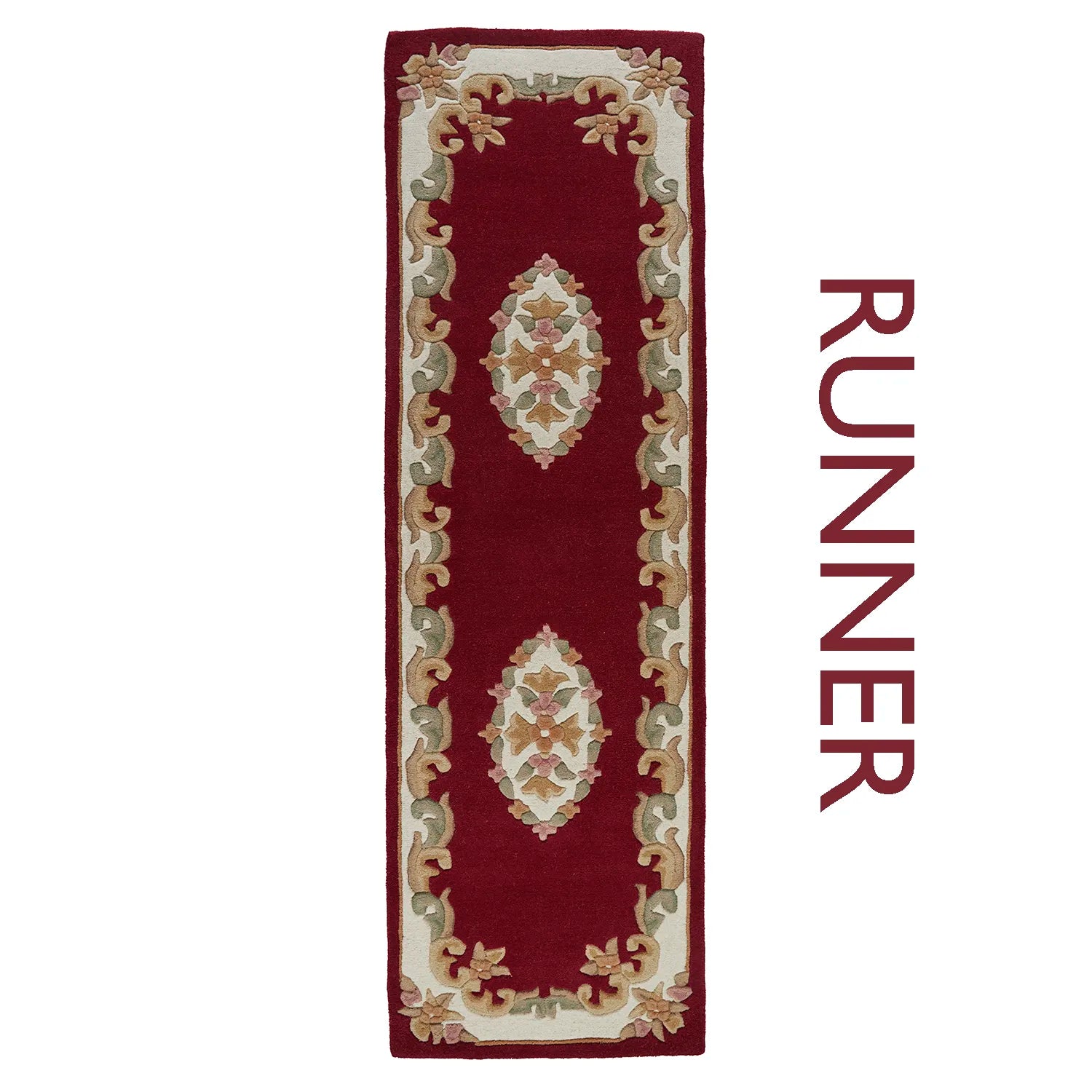 Royal Red Traditional Hand Tufted Wool Runner Rug - Pendle Village Furniture