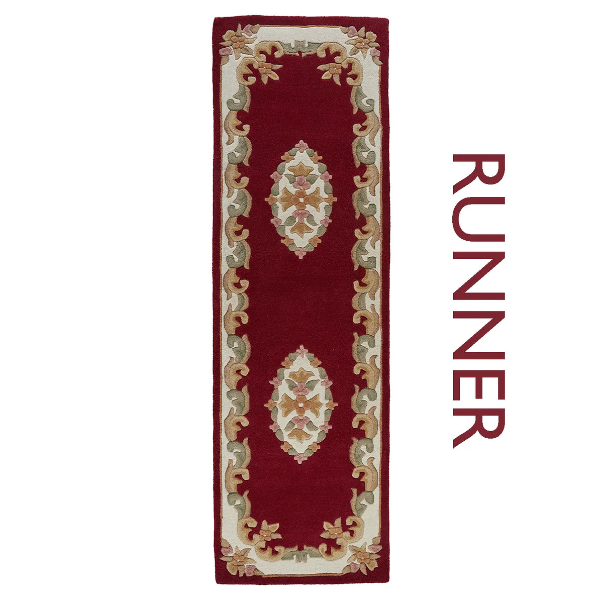 Royal Red Traditional Hand Tufted Wool Runner Rug - Pendle Village Furniture