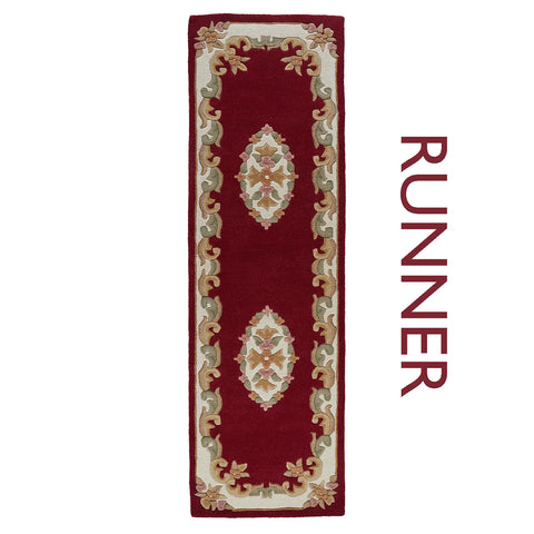 Royal Red Traditional Hand Tufted Wool Runner Rug - Pendle Village Furniture