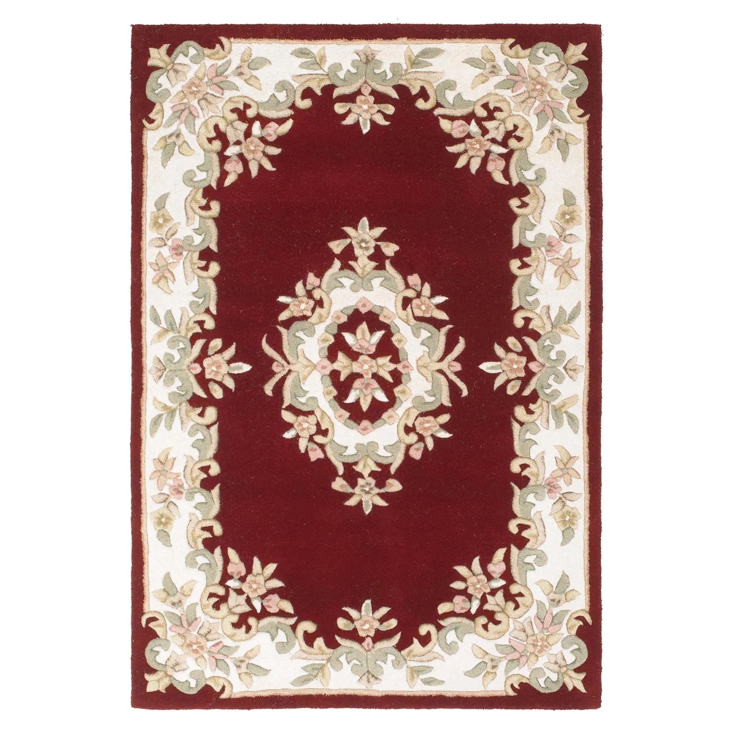 Royal Red Traditional Hand Tufted Wool Rug - Pendle Village Furniture