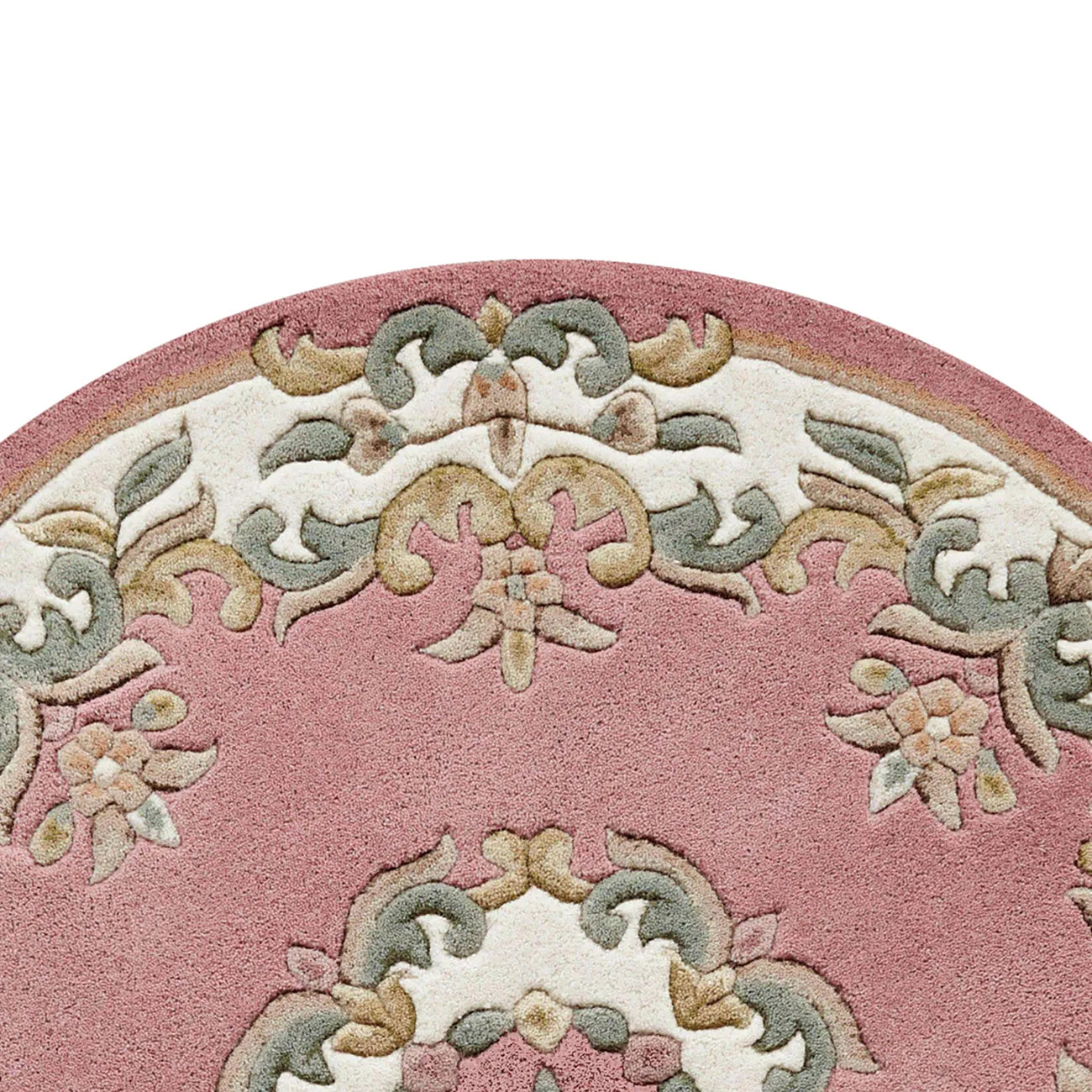 Royal Rose Round & Half Moon Traditional Hand Tufted Wool Rugs - Pendle Village Furniture