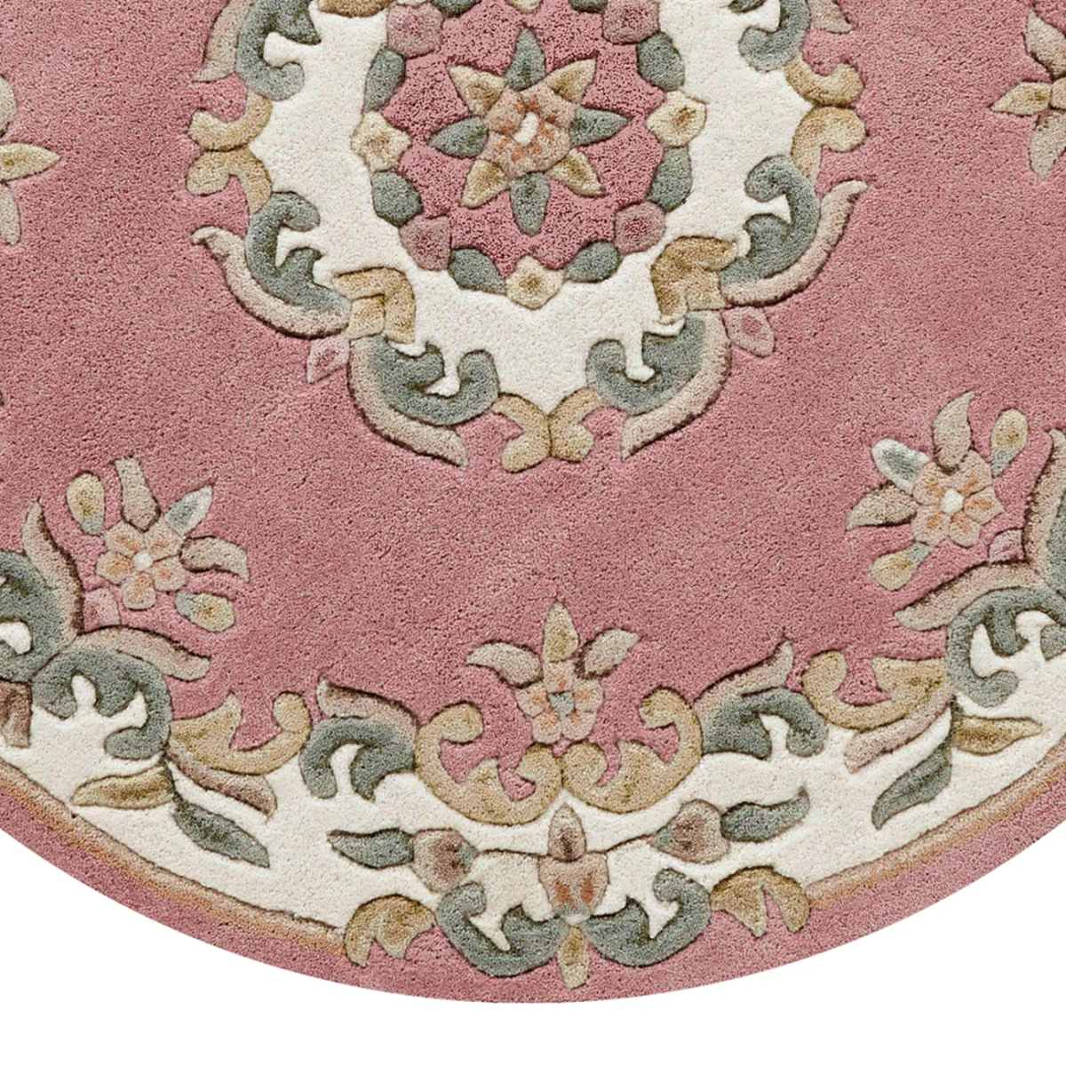 Royal Rose Round & Half Moon Traditional Hand Tufted Wool Rugs - Pendle Village Furniture