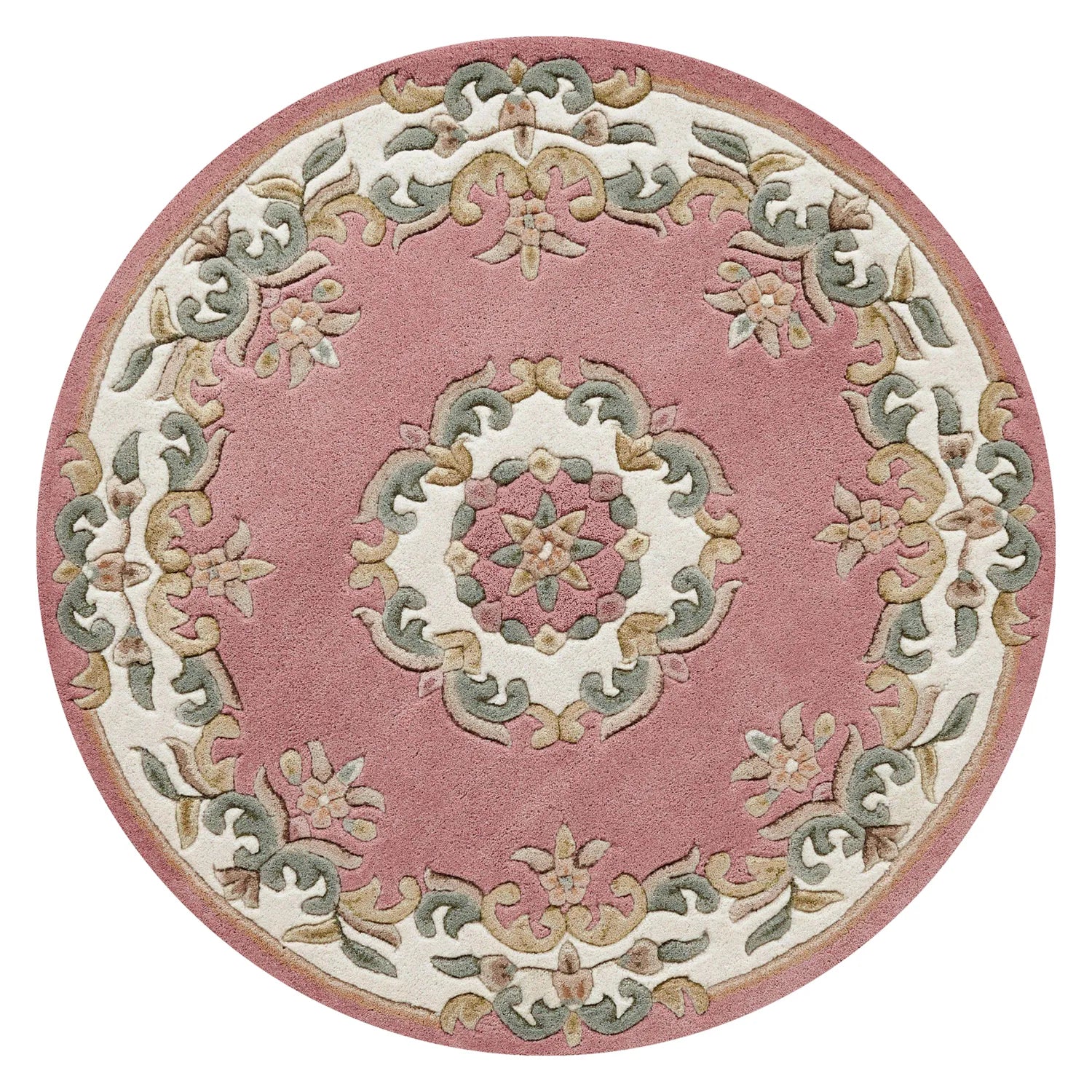 Royal Rose Round & Half Moon Traditional Hand Tufted Wool Rugs - Pendle Village Furniture