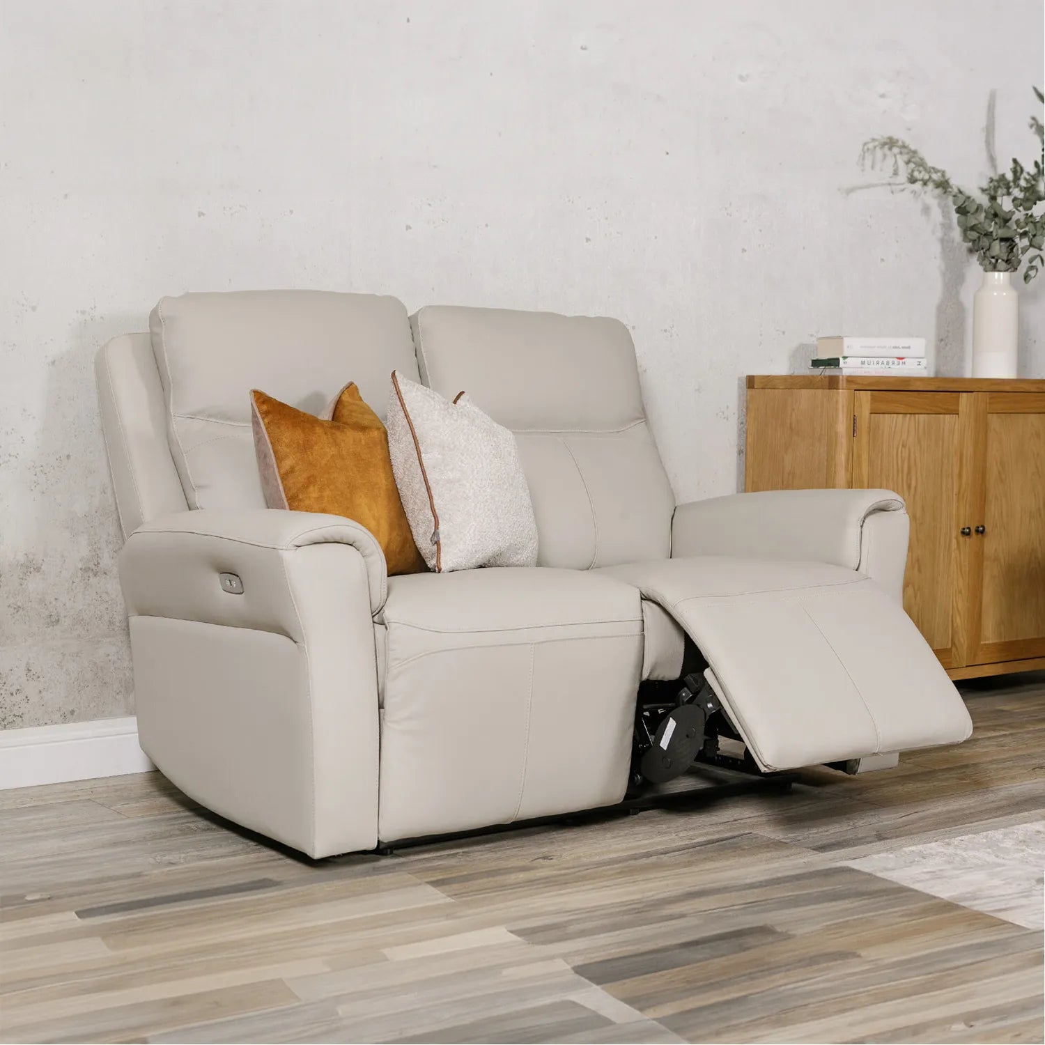 Dylan Stone Leather Power Recliner 2 Seater Sofa - Lifestyle 