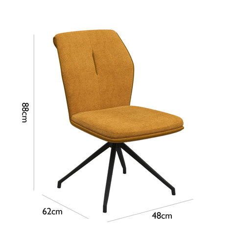 Marcela Mustard Fabric Swivel Dining Chair - Set of 4