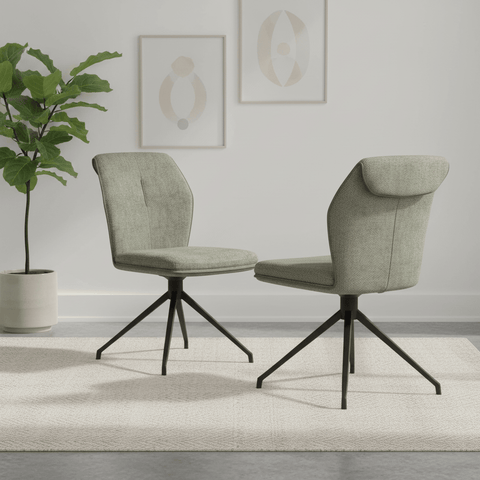 Marcela Green Fabric Swivel Dining Chair - Set of 4