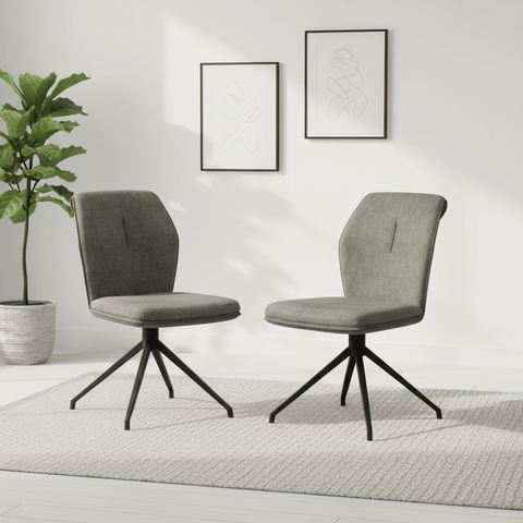 Marcela Green Fabric Swivel Dining Chair - Set of 4