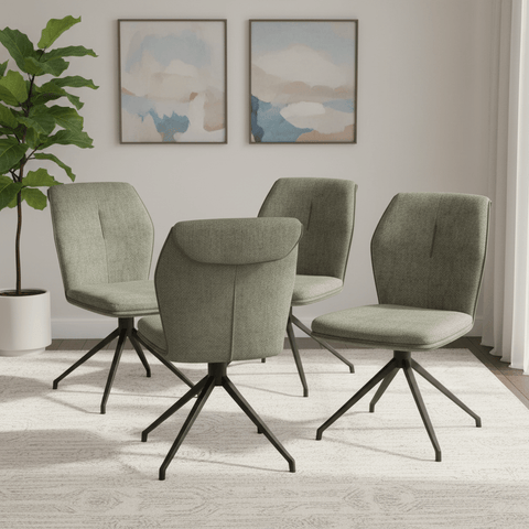 Marcela Green Fabric Swivel Dining Chair - Set of 4