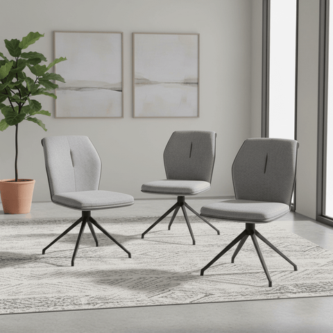 Marcela Grey Fabric Swivel Dining Chair - Set of 4