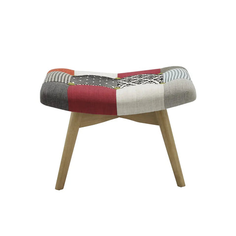 Edward Patchwork Multicolour Accent Living Room Chair with Stool - Image of Stool