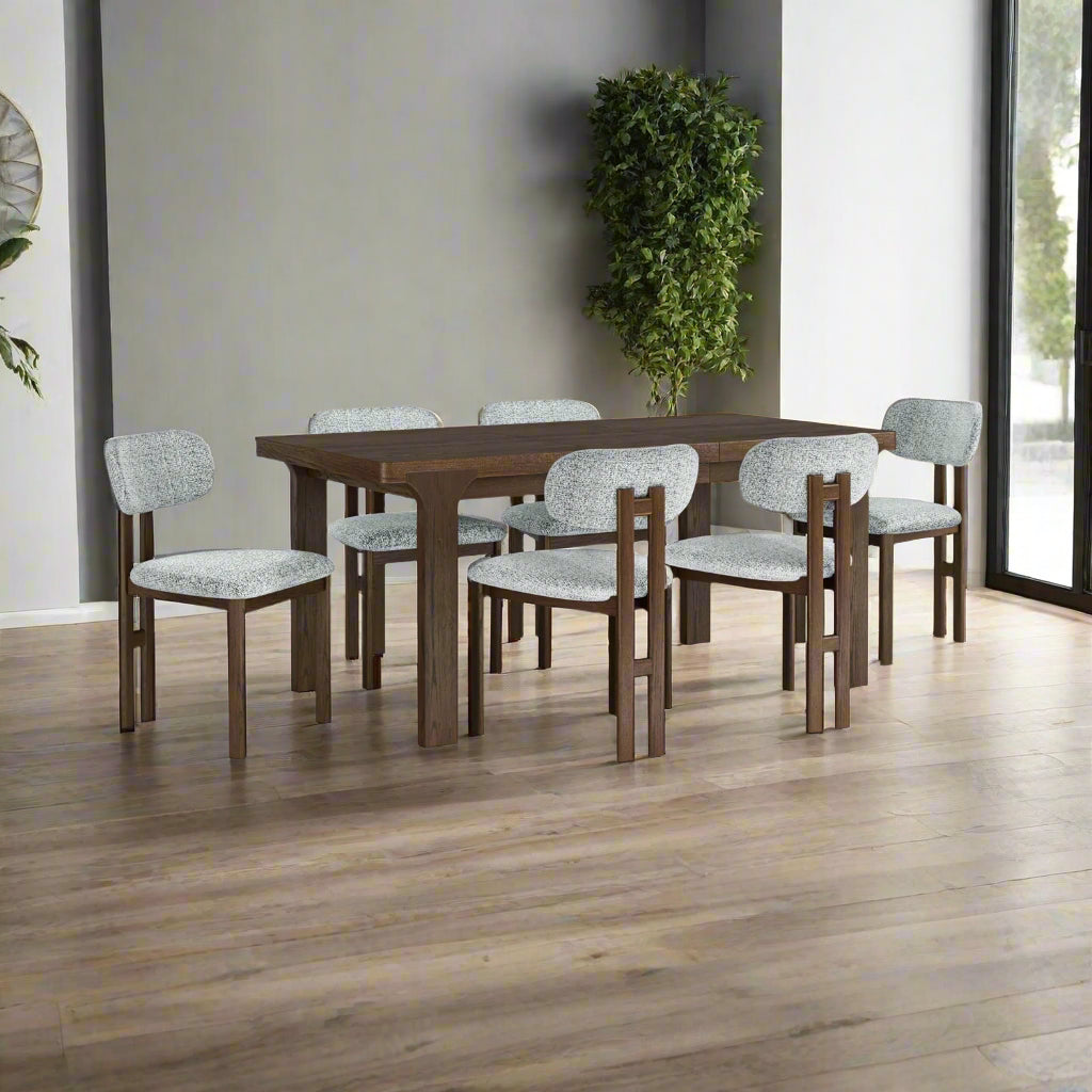 Saint Amond 135-175cm Dark Wood Extending Dining Table Set, available in 3 sizes - Lifestyle Image 