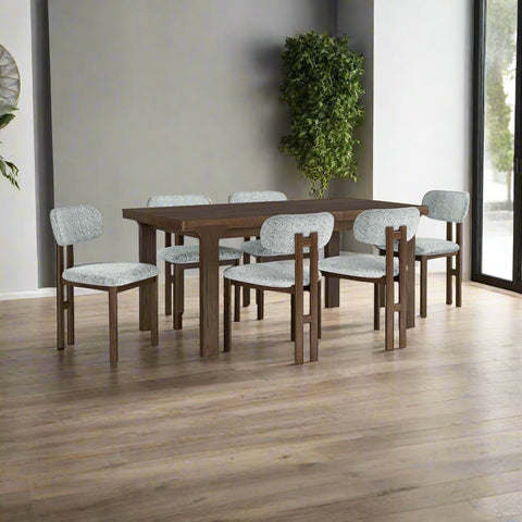 Saint Amond 135-175cm Dark Wood Extending Dining Table Set, available in 3 sizes - Lifestyle Image 