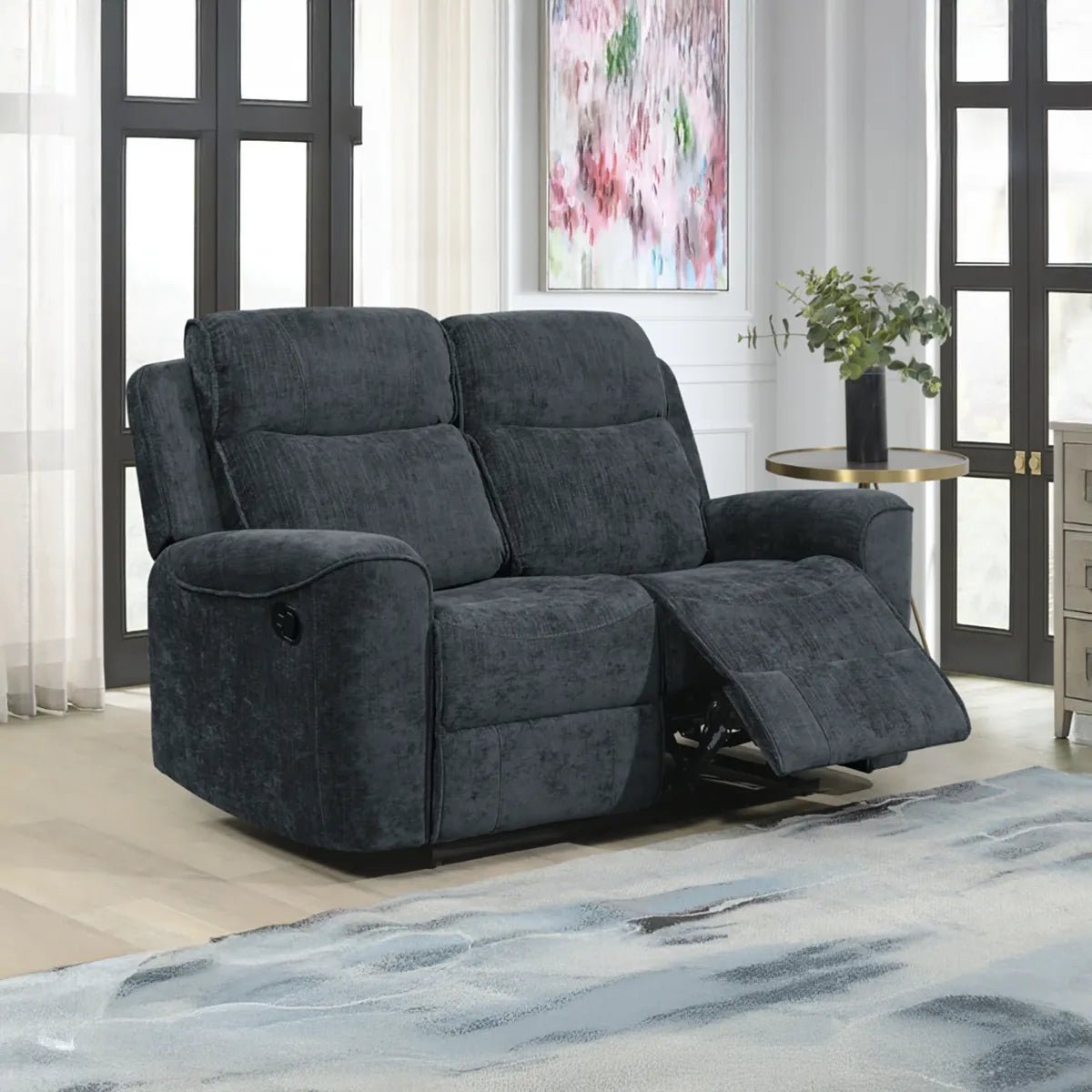 Salford Dark Grey Fabric Manual Recliner Sofa Collection - Pendle Village Furniture