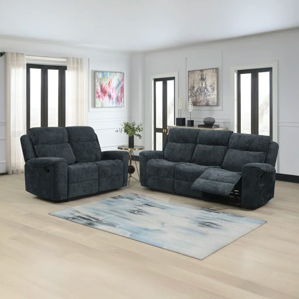 Salford Dark Grey Fabric Manual Recliner Sofa Collection - Pendle Village Furniture