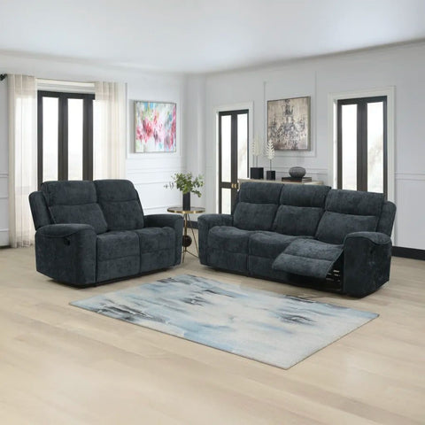 Salford Dark Grey Fabric Manual Recliner Sofa Collection - Pendle Village Furniture