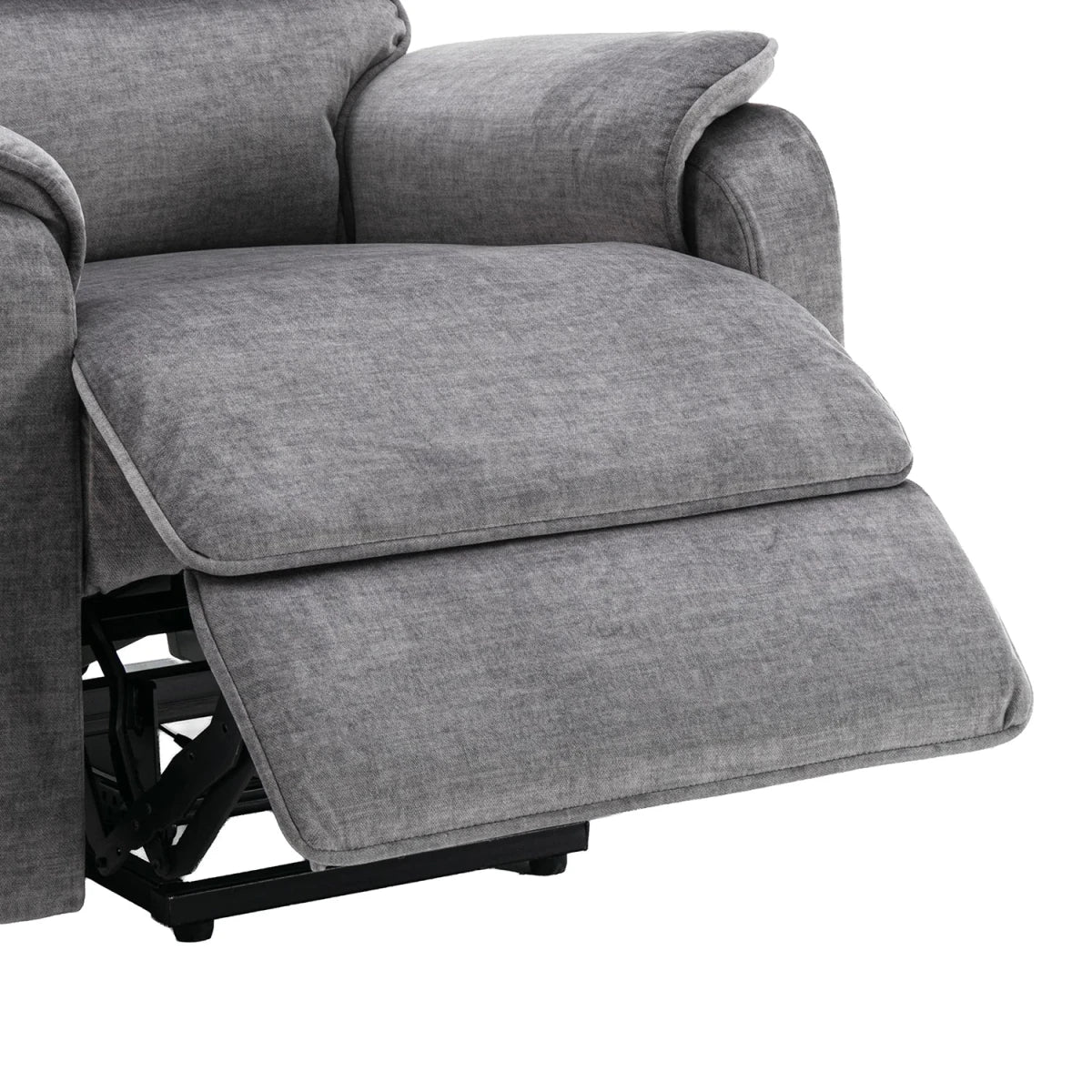 Salford Grey Lift & Tilt Recliner (Dual Motor) with footrest extended on a white background