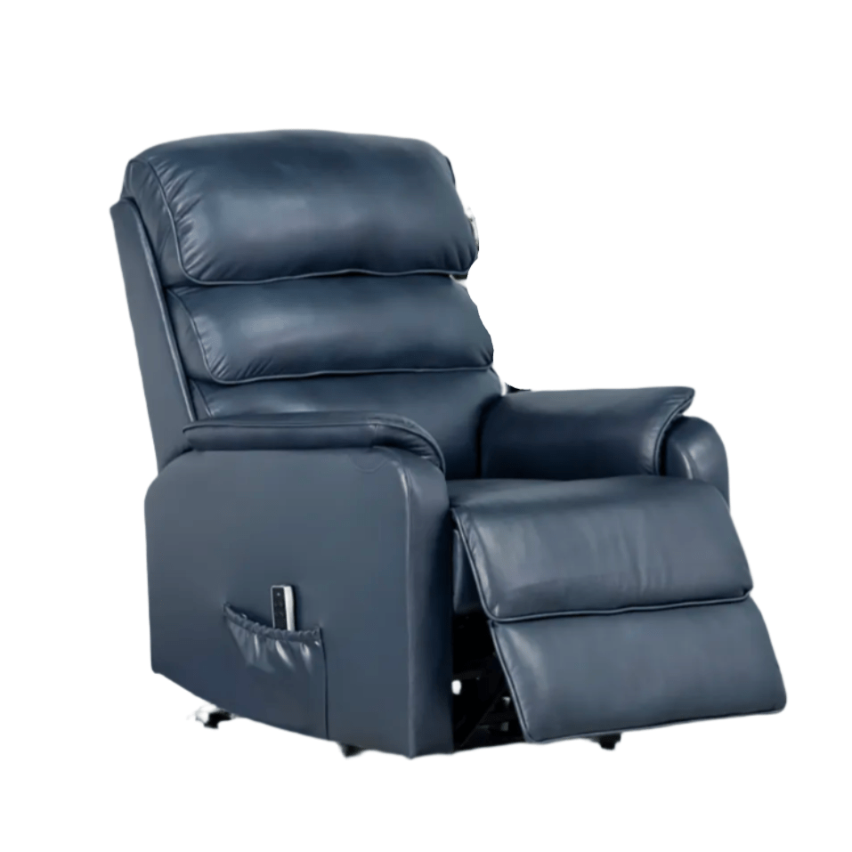 Salford Navy Leather Lift & Tilt Recliner (Dual Motor) - Pendle Village Furniture