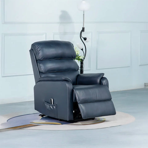 Salford Navy Leather Lift & Tilt Recliner (Dual Motor) - Pendle Village Furniture