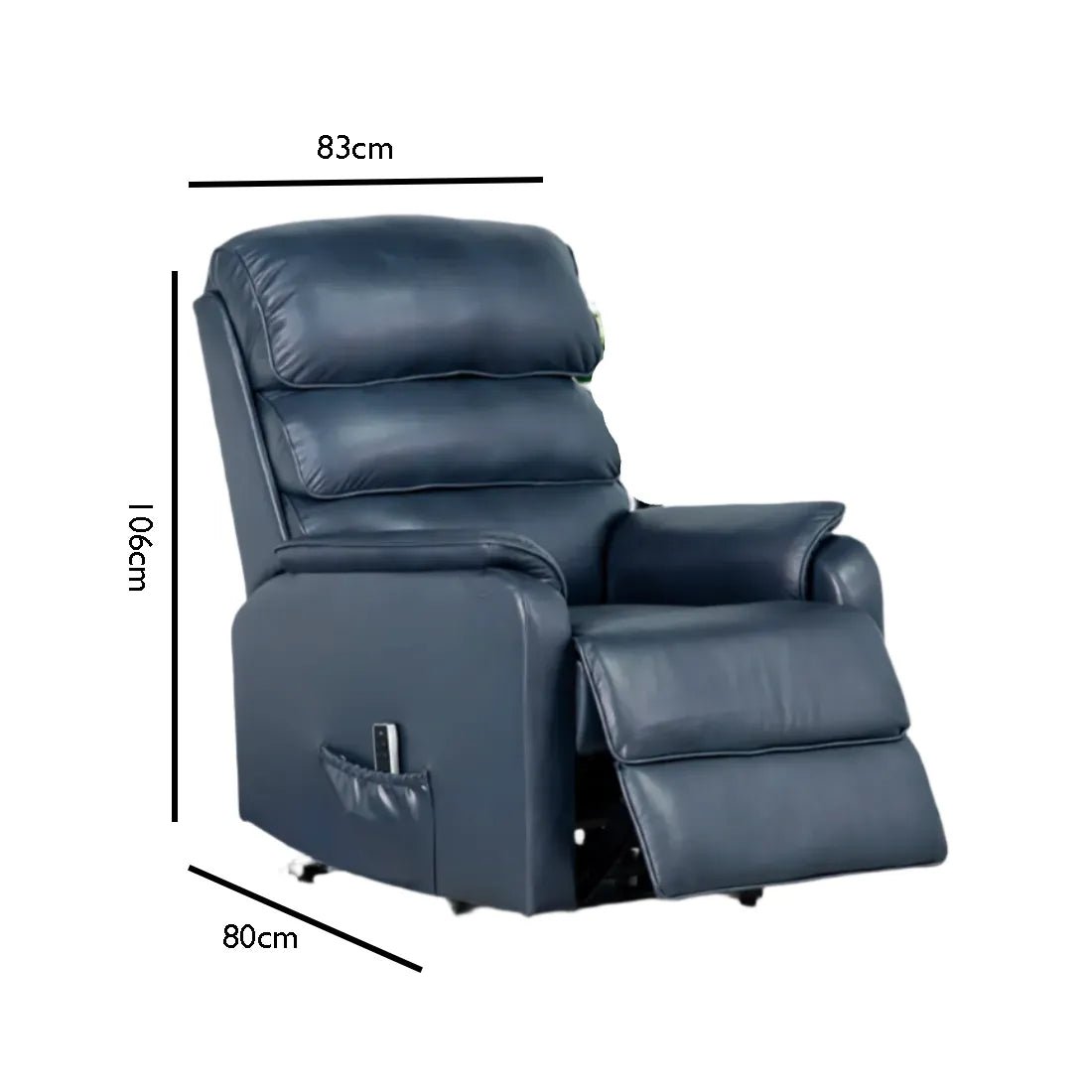 Salford Navy Leather Lift & Tilt Recliner (Dual Motor) - Pendle Village Furniture