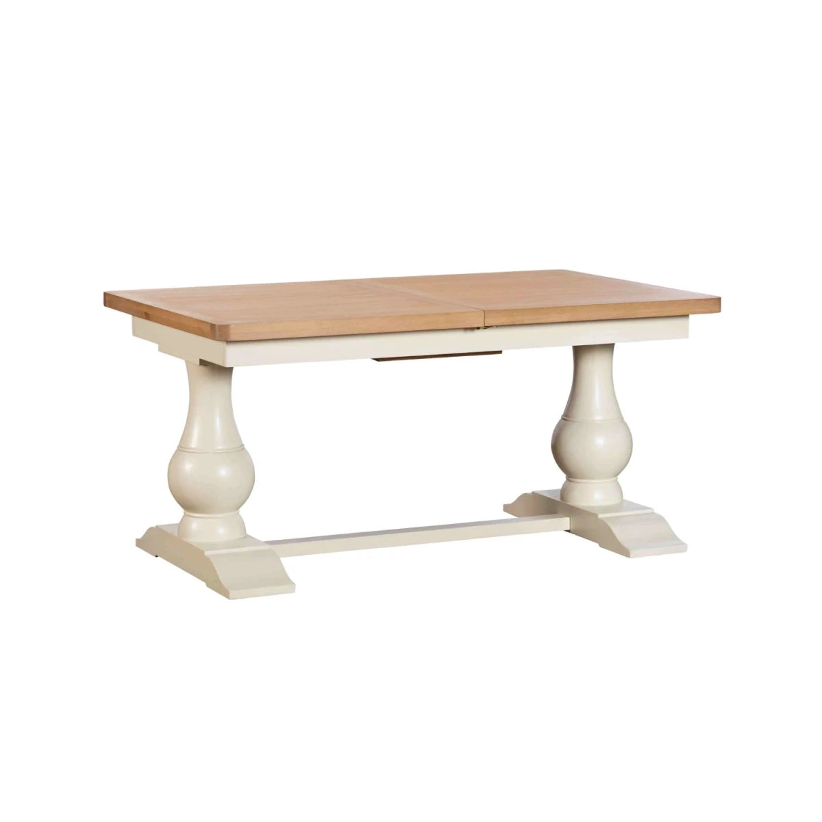 Salford Oak & White Double Pedestal Extending Dining Table