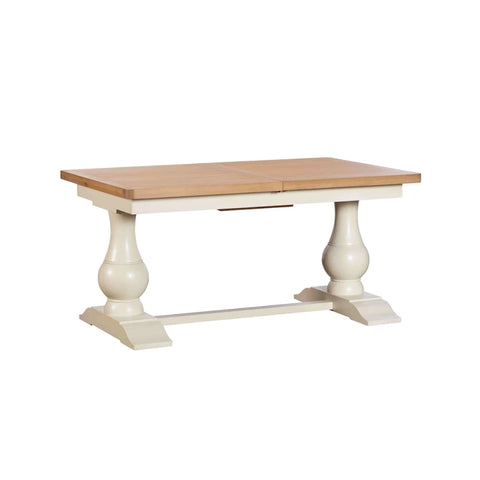 Salford Oak & White Double Pedestal Extending Dining Table