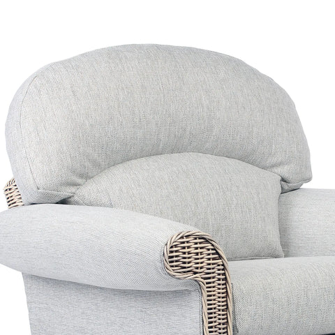 Desser Samford Rattan Armchair in Pebble Fabric. Samford Collection also available in 3 Seater, 2 Seater, Swivel Chair, Footstool and Coffee Table and Lamp Table to give your conservatory modern elegance. Choose from a variety of fabrics - Close Up of Backrest Cushion