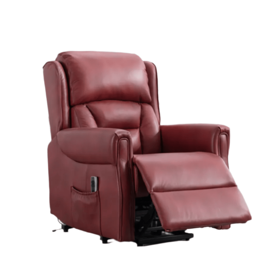 Sandringham Burgundy Leather Lift & Tilt Recliner (Dual Motor) - Pendle Village Furniture