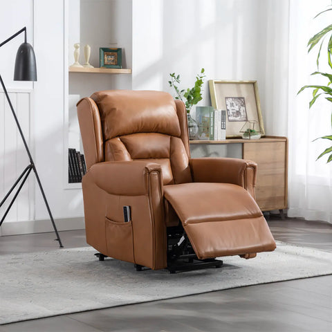 Sandringham Camel Leather Lift & Tilt Recliner (Dual Motor)