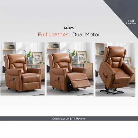 Sandringham Camel Leather Lift & Tilt Recliner (Dual Motor)