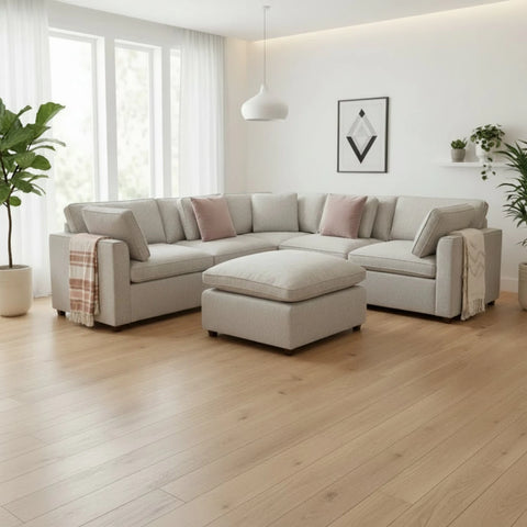 Large fabric corner sofa set for relaxing and entertaining.