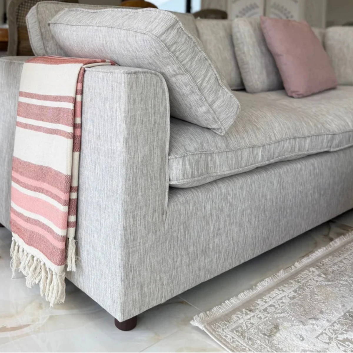 Premium linen fabric sofa designed for everyday use.