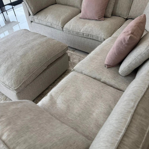 Elegant L-shaped sofa designed as a statement piece.