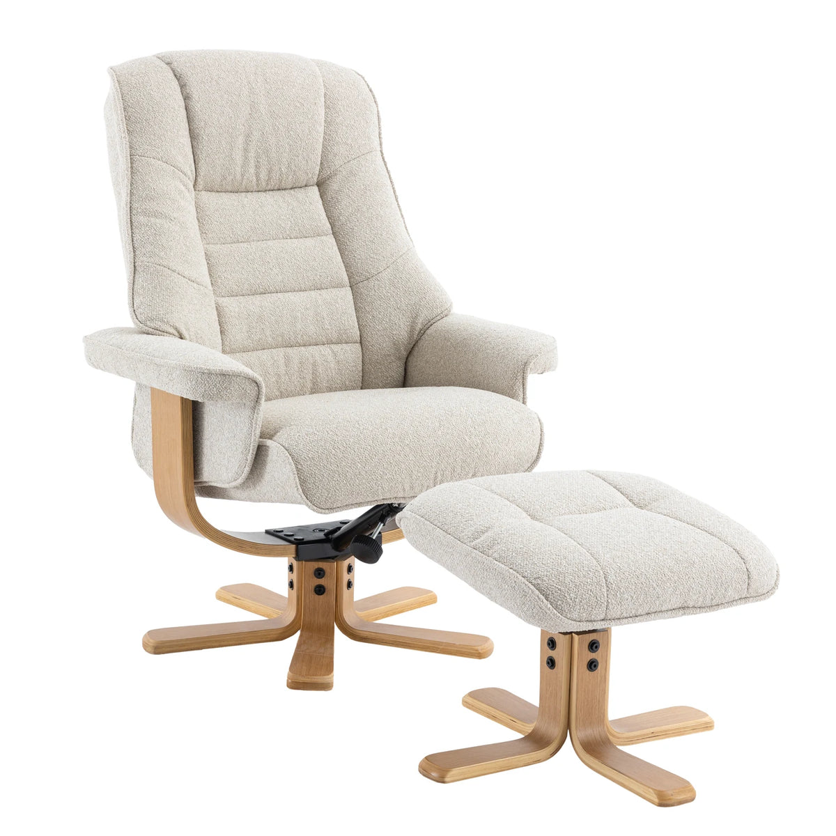 Scandi Fabric Swivel Recliner Chair with Footstool - Pendle Village Furniture