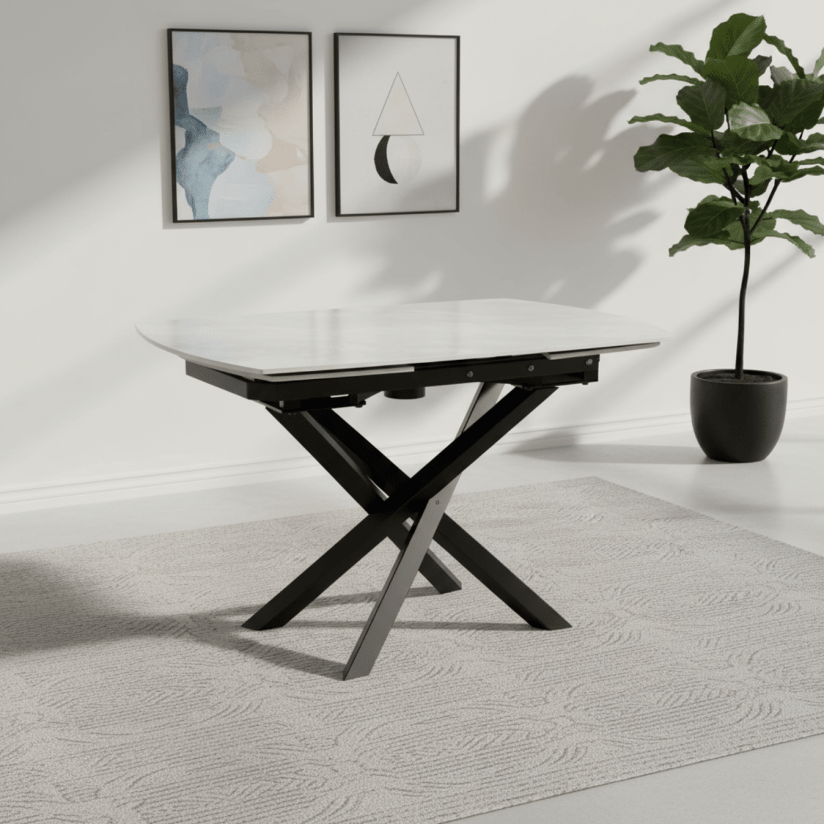 Savannah Ceramic Swivel Extending Dining Table