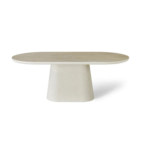 Selena Large Ivory & Travertine Dining Table – W200cm