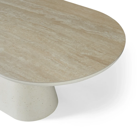 Selena Large Ivory & Travertine Dining Table – W200cm