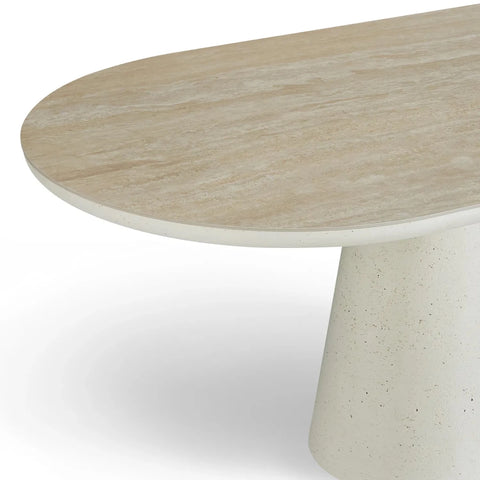 Selena Large Ivory & Travertine Dining Table – W200cm