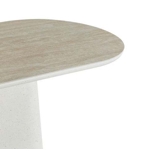 Selena Large Ivory & Travertine Dining Table – W200cm