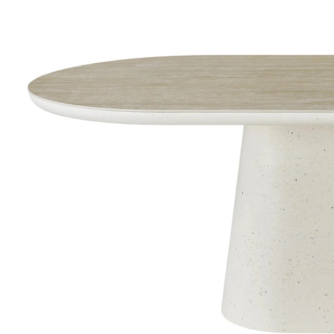 Selena Large Ivory & Travertine Dining Table – W200cm