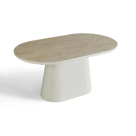 Selena Small Ivory & Travertine Dining Table – W160cm