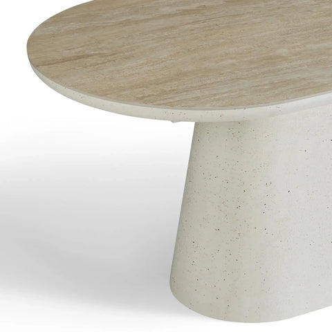 Selena Small Ivory & Travertine Dining Table – W160cm