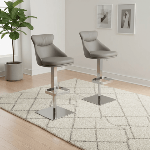 Sergio Taupe Leather Bar Stool - Set of 2