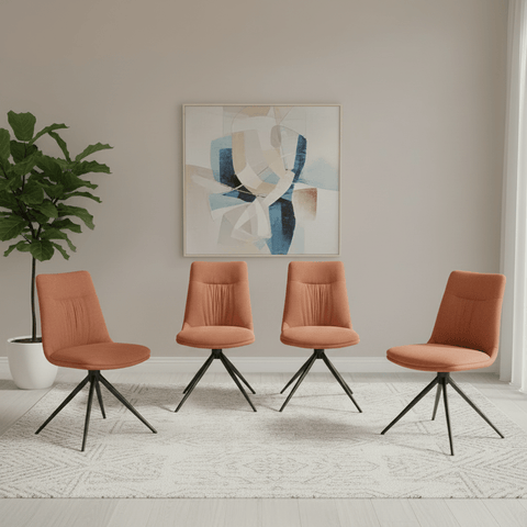 Set of 4 Brick Bosley Swivel Dining Chairs