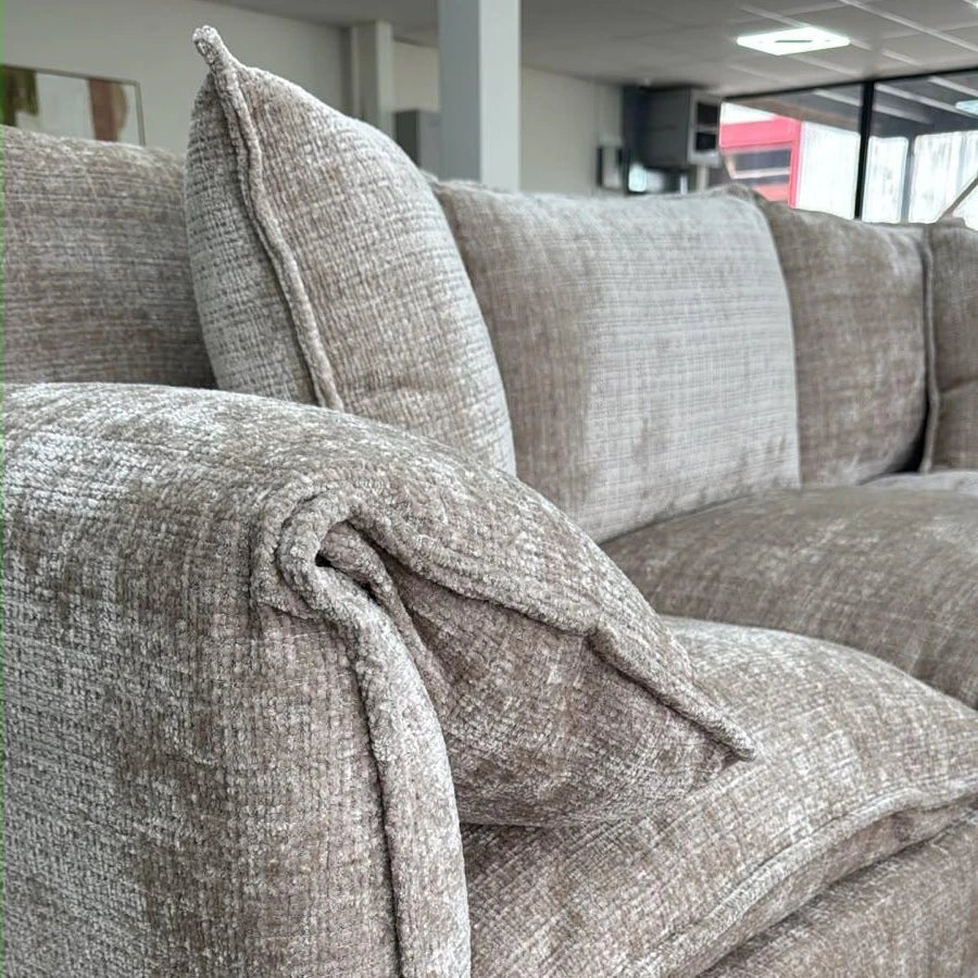 A close-up of Shaldon Fabric Corner Sofa with Pocket Coil Seat Construction